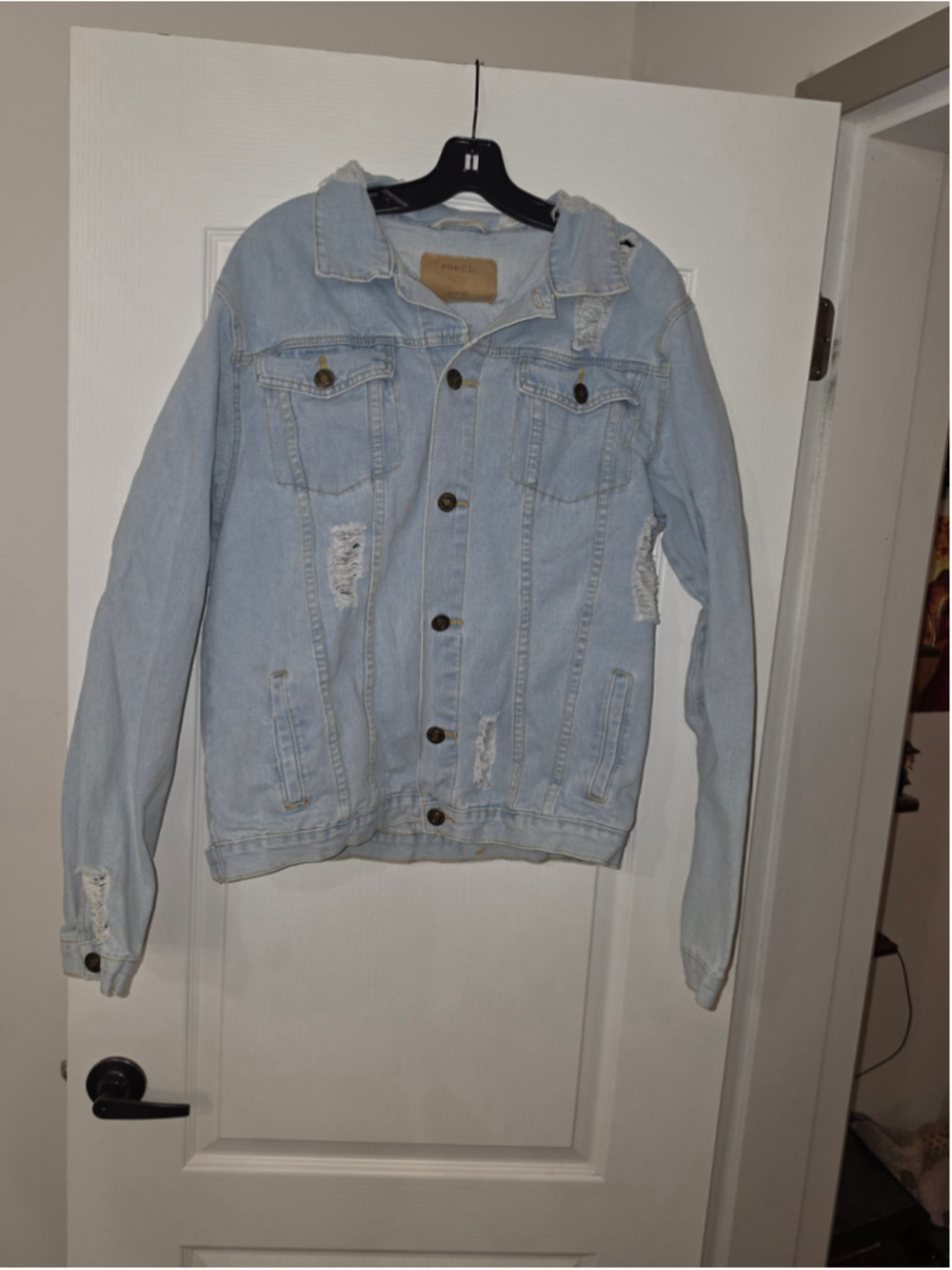 Women's rue21 Distressed Light Blue Denim Jean Jacket Size XL